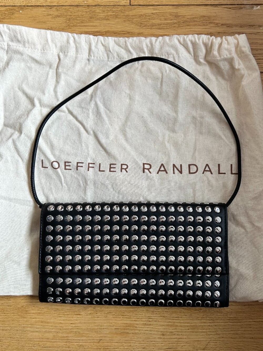 New without tags Loeffler Randall Charlee Studded Leather Shoulder Bag– Black